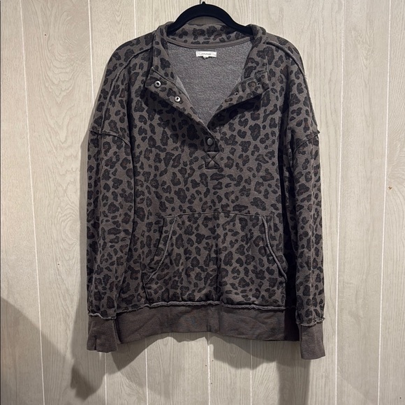 Maurices Sweaters - Maurices Animal Print Crewneck Sweater, Snap Detail